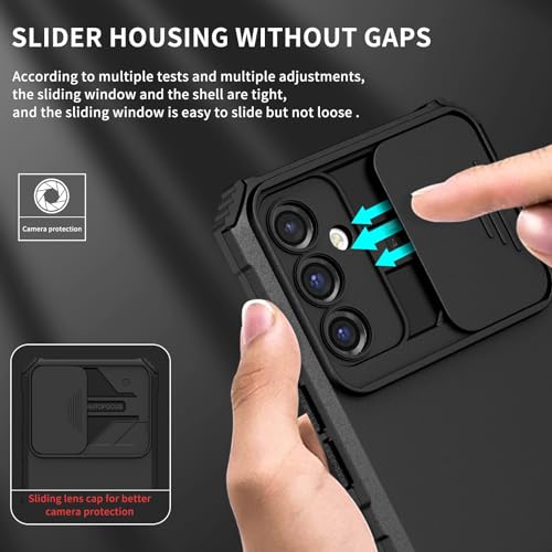 Image of Back Cover Case for Samsung Galaxy A54 5G | Sliding Camera Shield | Stereoscopic Stand | 360 Protection Mobile Phone Case Cover for Samsung Galaxy A 54 / A54 5G | New PC, Black Back Cover