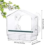 Window Bird-Feeder Birdfeeders-House Crystal Clear-Acrylic - with Strong Suction Cups and Sliding Seed Tray with Drain Drainage Holes