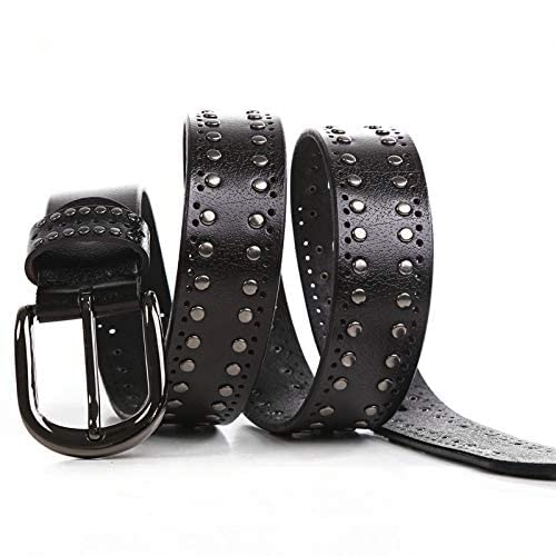 YCMI Womens Circle Studded Leather Belt, Punk Rock Rivets-Belt Ladies Belt for Jeans Pants Dresses,PU Leather Belt for Women2