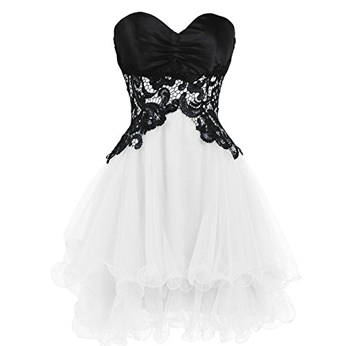 Amazon.com: Lemai Gothic Black Lace Short Formal Prom Homecoming Dress  Cocktail Gown White US 10 : Clothing, Shoes & Jewelry