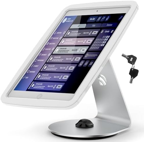 Tablet Kiosk Stand for Desk with Lock - Rotatable Swivel Compatible with 10.2" iPad 7th 8th 9th Gen - BSC109WT image 3