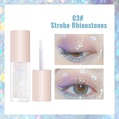 Erinde Liquid Glitter Eyeshadow Eyeliner -Korean Makeup, | Tear Drop, Shimmer Metallic, Lightweight Water Texture, Long Wearing | Loose Glitter Glue For Crystals Eye Glitter #TOP3