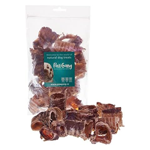 PawGang - Beef Trachea Cut 250g - 100% Natural Treats for Dogs Puppies Young Adult Old Small and Large Dog - Air Dried Chews Snacks - Healthy Hypoallergenic - Low Fat Grain Free - Perfect for BARF Raw Cover