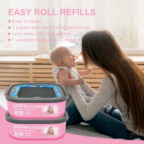Image of Jumbo Square Refills Disposal Bags Refill Compatible with Genie Diaper Compact, Select Pails(Not Fit Classic Version Pails), Hold Up to 810 Newborn-Sized Diapers Per Refill, 4 Pack