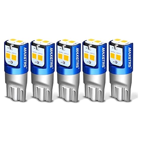 MAXGTRS 194 LED Light Bulb 6000K White 168 2825 W5W T10 Wedge 6-SMD 3030 Chipsets LED Replacement Bulbs Error Free for Car Dome Map Door Courtesy License Plate Lights, Pack of 5 Cover