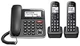Panasonic Expandable Corded/Cordless Phone System with Answering Machine and One Touch Call Blocking – 2 Handsets - KX-TGB852B (Black) (Renewed)