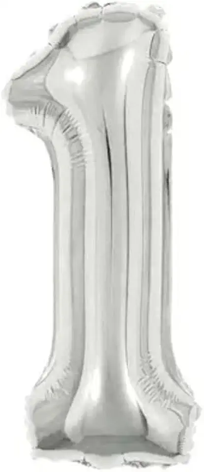 Balão de número metalizado prata gigante - 75 cm (CLIQUE e escolha seu número) (1, PRATA)