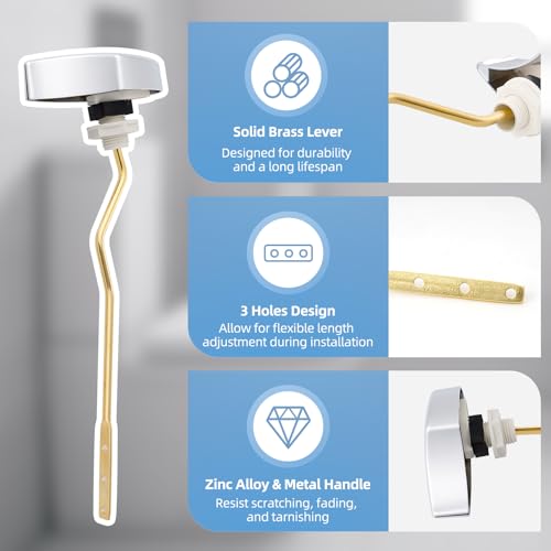 Hibbent Metal Side Mount Toilet Handle Replacement, Chrome - image 2