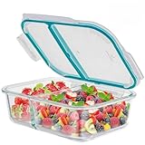 47 OZ Glass Meal Prep Containers 2 Compartments - Glass Food Storage Containers Food Prep Containers with Lids, Airtight Food Storage Containers, Glass Bento Box Lunch Containers