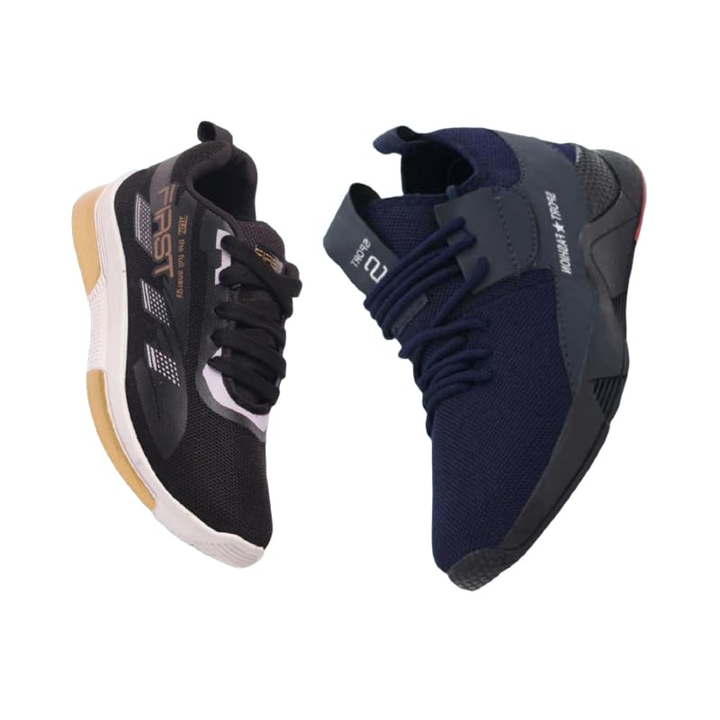 2 Pair Trendy & Stylish Running Shoes for Men (Black&Blue)-image-29