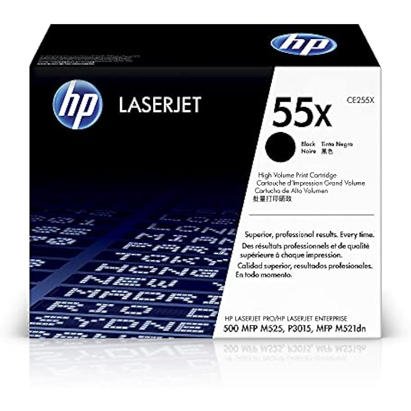 HP 55X Black High-yield Toner Cartridge for HP Printers | Works with Printer Series: LaserJet Enterprise 500 MFP M525, P3015, LaserJet Pro MFP M521 | CE255X