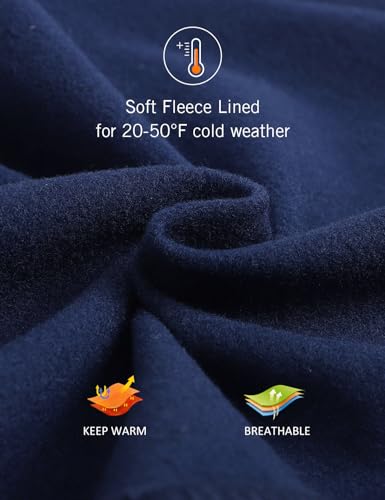 Image of baleaf Men's Fleece Lined Water Resistant Pants Winter Thermal Sweatpants with Zipper Pockets Warm Open Bottom