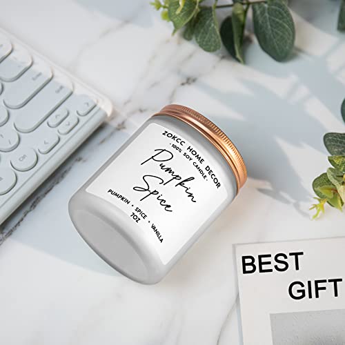 Fall Scent Candles Autumn Home Decor, Pumpkin Spice, Pumpkin + Spice + Vanlla, Fall Gifts For Women Bedroom Bathroom Decoration, 7Oz Frosted Jar, 50 Hour Burn Time #TOP2
