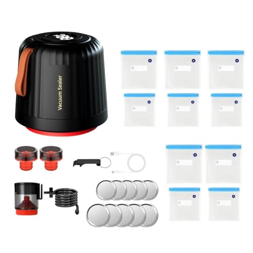 Kissmii Selladora Al Vacío para Tarros, Kit de Sellador Al Vacío Eléctrico para Tarros con Tapas de Boca y Regular