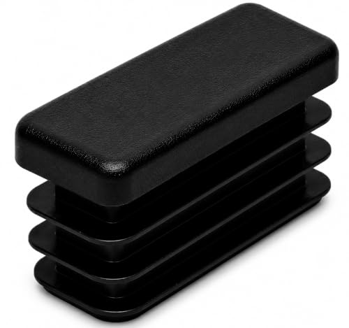 Image of (Pack of 40) Rectangular Plastic Plugs 25 /64 inch x 1-3 /16 inch (10 x 30 mm), Matt Tube Inserts, Fence Post Caps, Jet Black RAL 9005