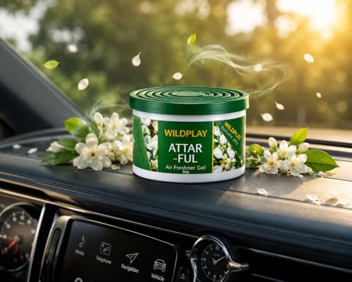 Image of Wildplay Attarful Car Gel Freshener 80g - Long Lasting Attarful Fragrance, Spill Proof Gel Air Freshener, Odor Eliminator, Dashboard Perfume for Fresh and Pleasant Car Interior