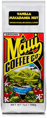 Maui Coffee Co. Vanilla Macadamia Nut Coffee Ground Medium Dark Roast 7oz
