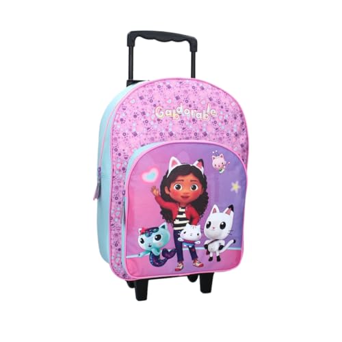 mybagstory - Sac à dos trolley pour fille Gabby's Dollhouse- Enfant - Ecole - Maternelle - Garderie - Cartable fille - Taille 45 cm - Bretelles réglables -...