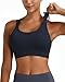 Sports Bras for Women HIigh Support, Criss-Cross Back Padded Strappy High Impact Sports Bras for Women Large Bust(0001_Black+White+Blue_M)