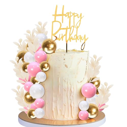 Torten Deko Kugeln, 50 peças Kugel Cake Topper, Kuchen Dekoration Kugeln, Ball Kuchen Dekoration, Cake Topper Geburtstag für Hochzeiten, festa, Babypartys (rosa)