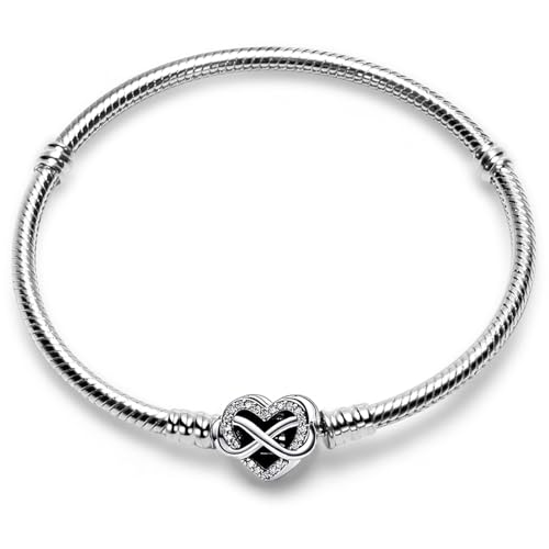 PNIDVOYI 925 Sterling Silver New Classic Crown Buckle Bucket Buckle Snake Bone Chain Bracelet Suitable Fit Design Charm Bead DIY Exquisite Surprise Gift (SL05, 8.3in/21cm)