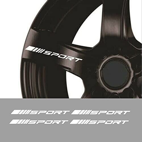 ViStream 4Pc Wheels Rims Sport Racing Decal Stripes Stickers Emblem Bumper Race Car SUV Truck (White)