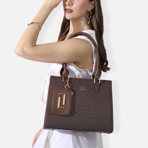 Image of Lavie Luxe Women's Monogram Quad26 Medium Tote Handbag | Tote Bag For Work | Ladies purse | Stylish Shoulder Bag | Gift For Women