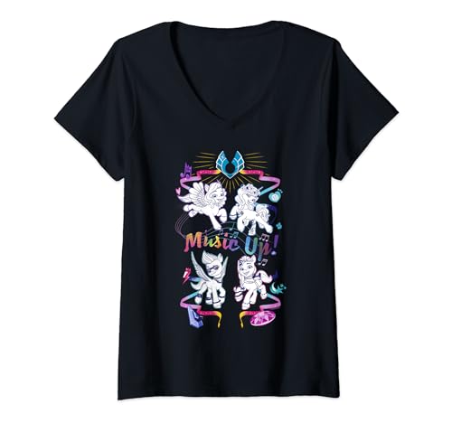 T-shirt col V Mon Petit Poney Group Shot Music Up pour fan de pop culture