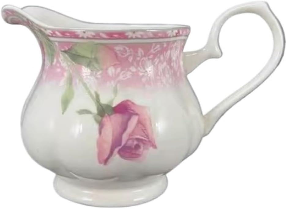 Gravy Boat European Style Bone Porcelain Rose Milk Pot Tea Set Fair Cup Coffee Juice Bucket Sauce Pot