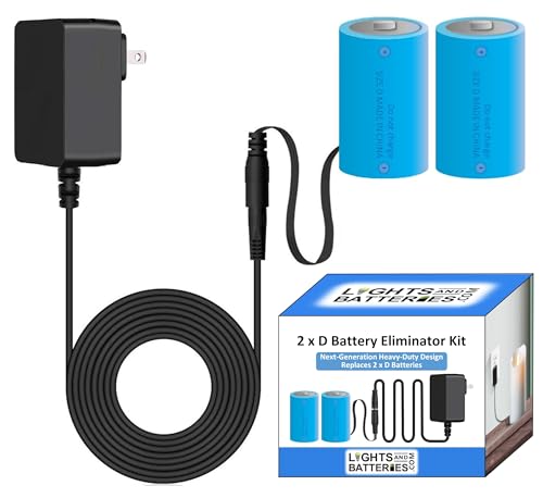 2 x D Next-Generation Heavy-Duty Battery Replacement Eliminator Kit for Toys, Flameless Candles & Other Electronic Devices