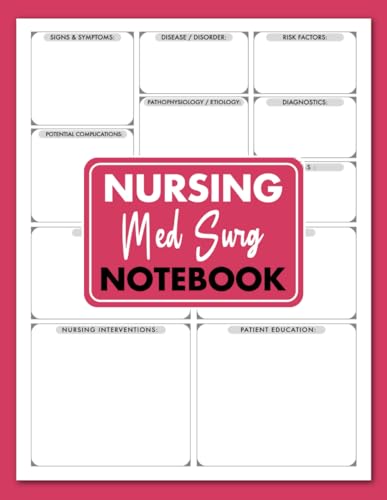Nursing Med Surg Notebook: med surg study guide for nursing student with Blank Template For Medical Surgical Nursing 8,5" x 11"