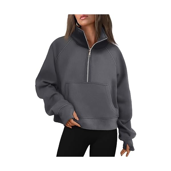 AUTOMET Womens Sweatshirts Half Zip Cropped Pullover Fleece Quarter Zipper Hoodies Fall outfits Clothes Thumb Hole