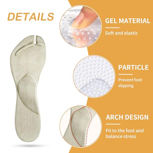 Image of SooGree 2 Pairs Gel Arch Support Cushion Insoles Adhesive Silicone Flip Flop Thong Inserts Invisible Slim Inserts Pain Relief Anti-Slip Shock Absorption Plantar Fasciitis