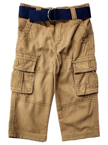 Image of Infant & Toddler Boys Tan Cargo Elastic Waist Pants with Adjustable Belt 4T