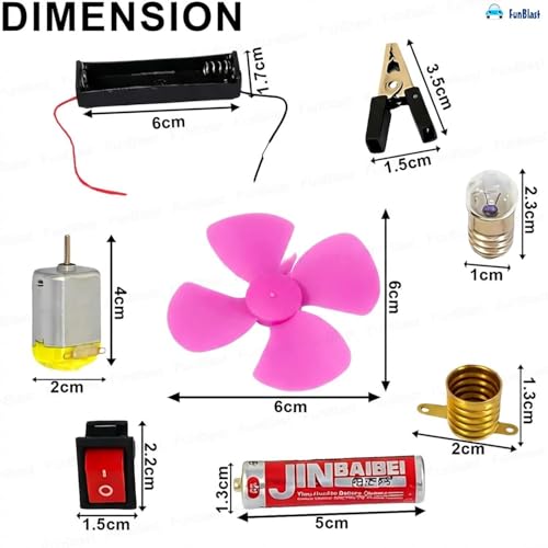 Image of FunBlast Science Experiment Kit - Science Kit for Kids, STEM Learning Kit, DIY Science Kit for Students & School Projects, Electric Circuit Kit for Students with Motor Fan Toy (Pink-)
