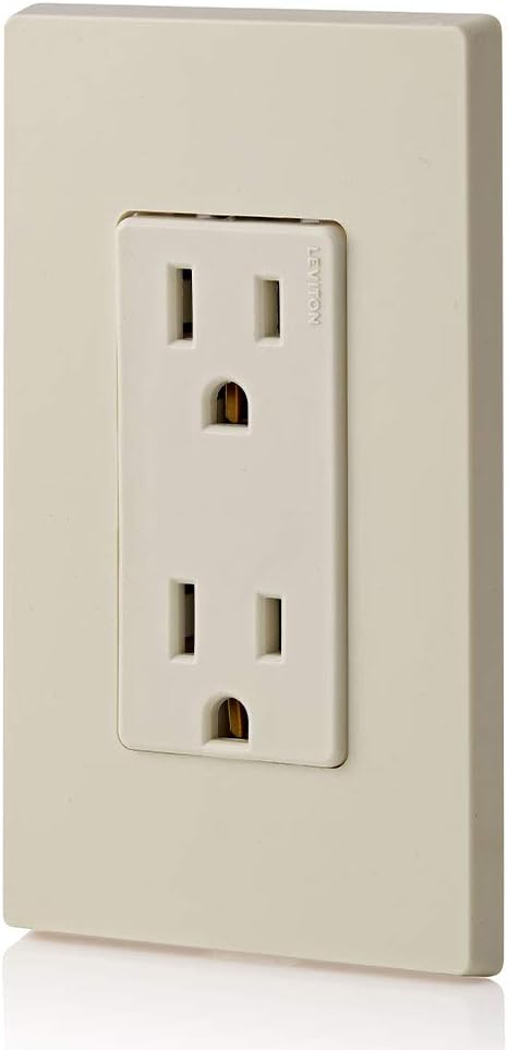 Leviton 5325-T 15 Amp, 125 Volt, Decora Duplex Receptacle, Residential Grade, Grounding, Light Almond - Electric Plugs - 
