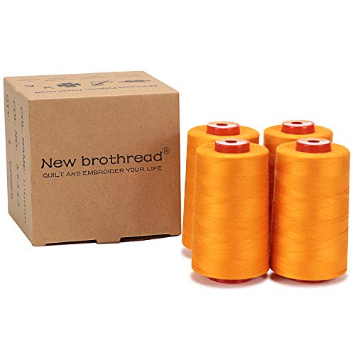 Image of New brothread - 28 Options - 4 Large Cones of 5500Y (5000M) Each All Purpose Spun Polyester Thread 40S /2 (Tex27) for Serger, Overlock, Quilting, Piecing and Sewing - Pumpkin
