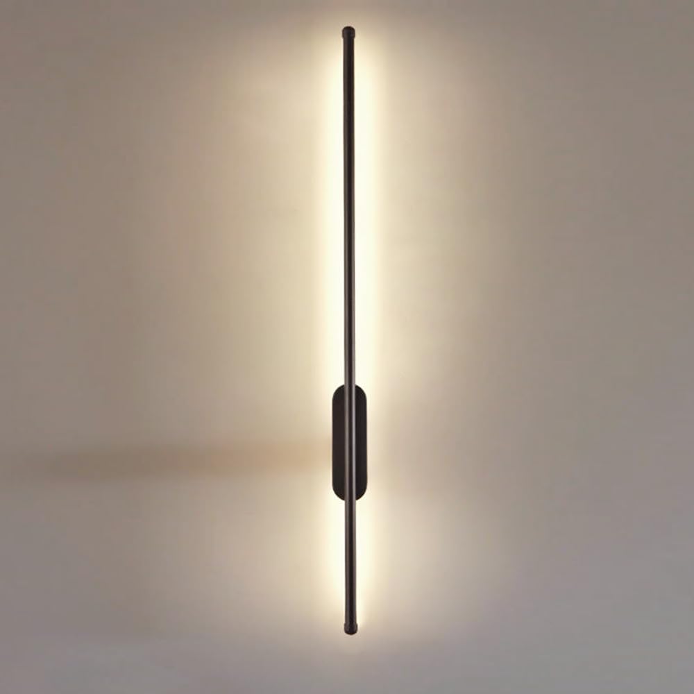 Granestner Modern Minimalist Black LED Wall Sconce - Linear Tube Lighting Fixture for Living Room, Bedroom, Bedside, Indoor Wall Washer - Stylish Wall Lamps (3000K 60cm)