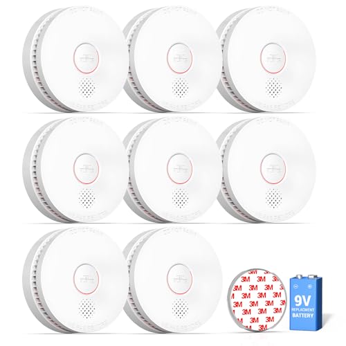 SITERWELL 8 Pack Smoke Detector, 10 Year Product Life Fire