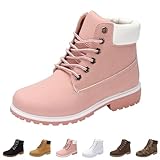 DFSDJEUW warehouse deals clearance returns Ladies Ankle Boots Womens Snow Shoes Fur Lined Winter Combat Boot Warm Lace Up Flat Booties Comfy Fashion Outdoor Shoes Waterproof ladies boots