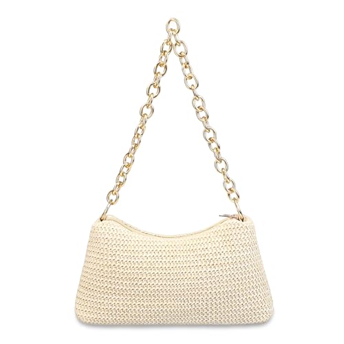 BLNUIEEN'XM 2025 Straw Purses for Women, Shoulder Bag Tote Wicker Woven Handbag Summer Beach Straw Purse with Zipper Closure