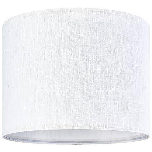 Go&So White Textured Drum Lampshade Medium Lamp Shade 13 Inch Top X 13 Inch Bottom X 10 Inch High (Spider) Modern Linen Lamp Shades For Table Lamp & Bedside Lamp thumb #4