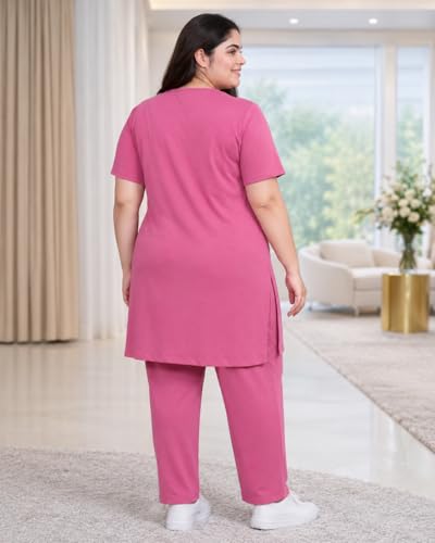 Image of In Love Women's Printed Cotton Plus Size Longline T-Shirt with Pockets | Cotton fabric - soft longline T-shirt with easy plus-size fit