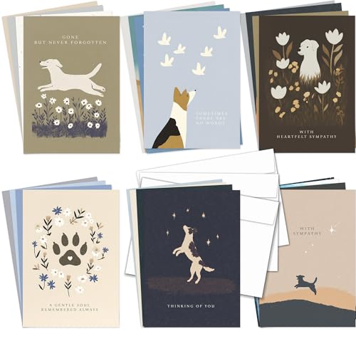 Hat Acrobat 24 Dog Sympathy Cards - 24 Unique Illustrated Designs - Dog Condolence Bereavement Cards Bulk with Envelopes for Vet Clinics, Shelters, Groomers