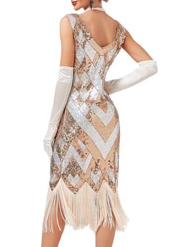 Robe Charleston à paillettes style années 20 sans manches pour cocktail rétro - 4