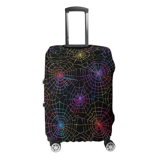 Colorful Neon Spider Web Halloween Luggage Cover Travel Suitcase Cover Luggage Protector 22-24 Inch4