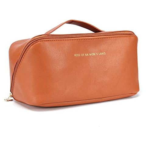 Large Capacity Make Up Bag Travel Cosmetic Bag for Women, PU Layered Makeup Organiser Bag Travel Bags Portable Waterproof Toiletry Bag Pouch Wash Makeup Bag with Zip Cover