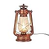 NOXARTE Rustic Lantern Table Lamp Plug in Old Fashioned Night Light Perfect for Bedroom Living Room H15 Inch x W7 Inch