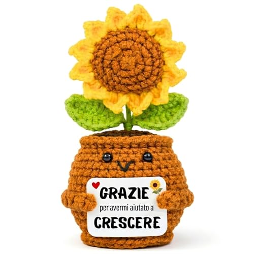 EQUIK PRODUCTS Regalo Maestra/Insegnante – Girasole Uncinetto “Grazie per avermi