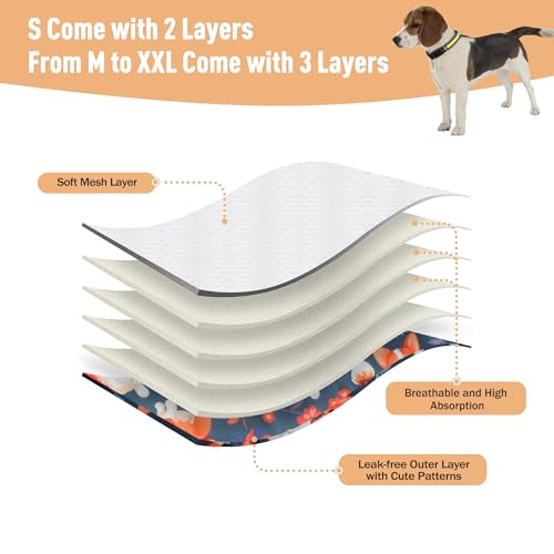 Image of Washable Female Dog Diapers 5 Pack,Reusable Diaper for Doggie,Highly Absorbent Dog Diaper,Adjustable Leakproof Puppy Diapers Skirt for Heat,Incontinence,Period Doggy Nappies